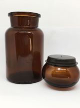 Flacons de verre 70s brun ambré