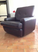 Fauteuil vintage en Skaï marron