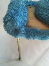 Tabouret Ottoman moumoute bleue années 70