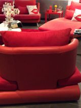 Canapé 3 pieces rouge et orange