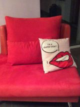 Canapé 3 pieces rouge et orange