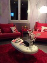 Canapé 3 pieces rouge et orange