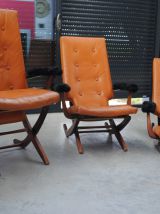3 Fauteuils en cuir vintage
