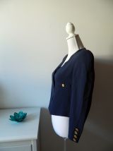 Veste costard loose vintage à épaulettes bleue marine 80's