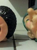 Sympathiques têtes de marionnettes en caoutchouc - années 70