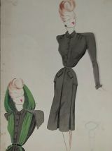 Croquis Mode 1950 série de robes 