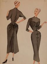Croquis Mode 1950 série de robes 