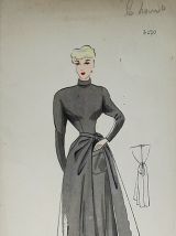 Croquis Mode 1950 série de robes 