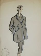 Croquis Mode 1950 Manteaux