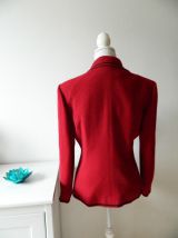 Veste brodée vintage en laine vierge rouge 80's