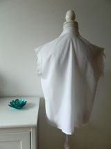 Chemisier blanc fluide sans manche broderies vintage