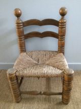 Paire de chaises basses paillées