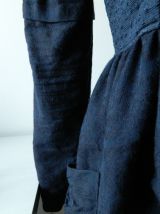 Robe patineuse boutonnée bleue marine brocard vintage 90's