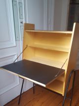 Secrétaire en bois et pieds tubulaires style Hitier