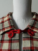 Cape motif tartan brandebourg vintage 60's