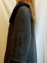 Manteau Shearling (cuir) gris bleuté taille L 