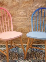 Chaise rose dégradée style Ercol