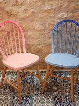 Chaise rose dégradée style Ercol