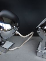Lot de 2 appliques 1970 space age chromees vintage