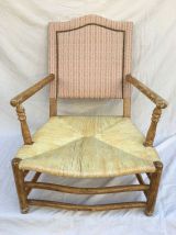 Grand fauteuil paillé style provençal 