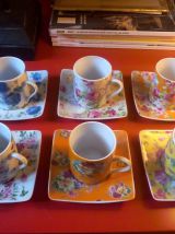 Tasses à café - décor fleuri (rétro)