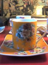 Tasses à café - décor fleuri (rétro)