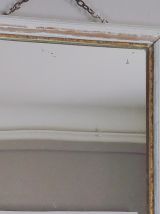 Ancien miroir de barbier vintage en bois patiné blanc et doré