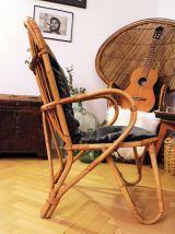 Grand Fauteuil en rotin vintage