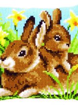 Coussin canevas point de croix - 40X40 cm rembourré 