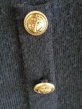 Long Gilet Authentique Marin Breton Vintage boutons marins et blason T38