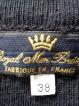 Long Gilet Authentique Marin Breton Vintage boutons marins et blason T38