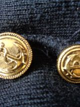 Long Gilet Authentique Marin Breton Vintage boutons marins et blason T38