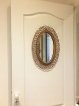 Miroir rotin fleur