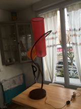 Superbe Lampe double fer forgé forme végétale inspiration art-déco art-nouveau