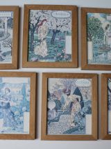 9 cadres illustrations art nouveau