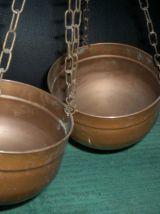 LOT DE 2 SUSPENSIONS CUIVRE AVEC CHAINETTES METAL 