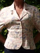 Chemisier-veste vintage T36 saumon pâle imprimé