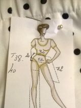  Impeccable jupe vintage Marcelle Griffon taille haute plis permanents T38-40 blanche à pois marine