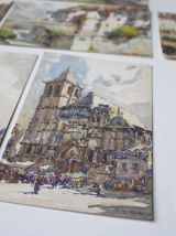 10 cartes postales vintage paysage peint