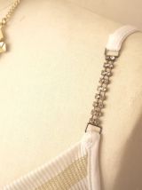 Top débardeur or argent tshirt haut sexy rayure bénitier bijoux femme taille 36