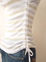 Top débardeur or argent tshirt haut sexy rayure bénitier bijoux femme taille 36