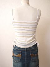 Top débardeur or argent tshirt haut sexy rayure bénitier bijoux femme taille 36