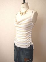 Top débardeur or argent tshirt haut sexy rayure bénitier bijoux femme taille 36