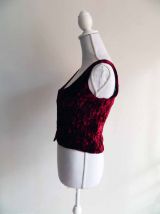 Bustier crop top en velours rouge bordeaux vintage 90's