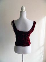 Bustier crop top en velours rouge bordeaux vintage 90's