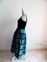 Robe bustier velours noir et jupon taffetas vintage 80s