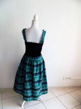 Robe bustier velours noir et jupon taffetas vintage 80s