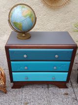 Commode vintage art déco dégradé de bleu