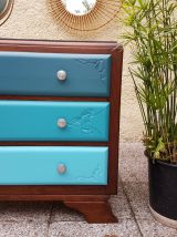 Commode vintage art déco dégradé de bleu