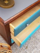 Commode vintage art déco dégradé de bleu